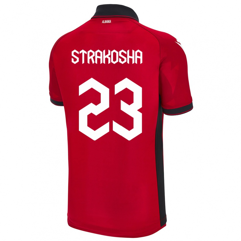 Kandiny Uomo Maglia Albania Thomas Strakosha #23 Rosso Kit Gara Home 24-26 Maglietta