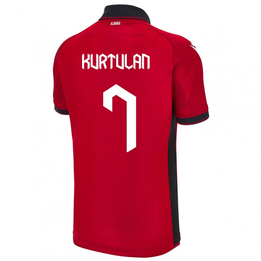 Kandiny Uomo Maglia Albania Arda Kurtulan #7 Rosso Kit Gara Home 24-26 Maglietta