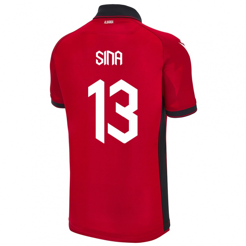 Kandiny Uomo Maglia Albania Samuele Sina #13 Rosso Kit Gara Home 24-26 Maglietta