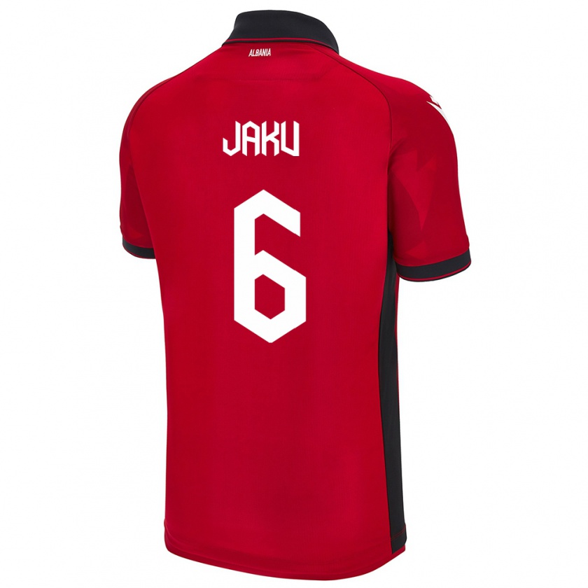 Kandiny Uomo Maglia Albania Jordi Jaku #6 Rosso Kit Gara Home 24-26 Maglietta