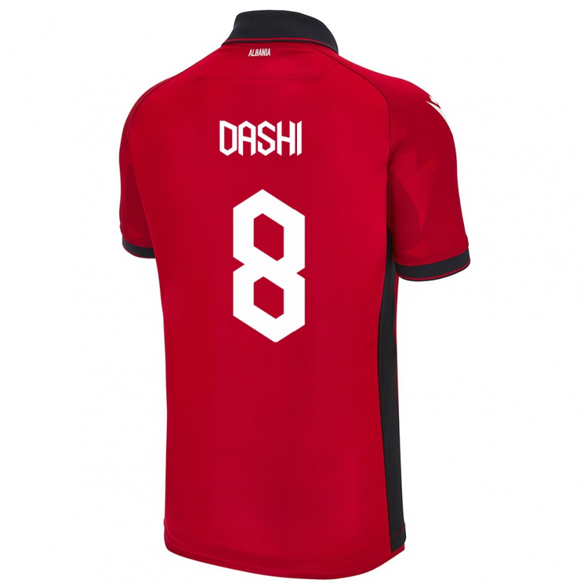 Kandiny Uomo Maglia Albania Matteo Dashi #8 Rosso Kit Gara Home 24-26 Maglietta