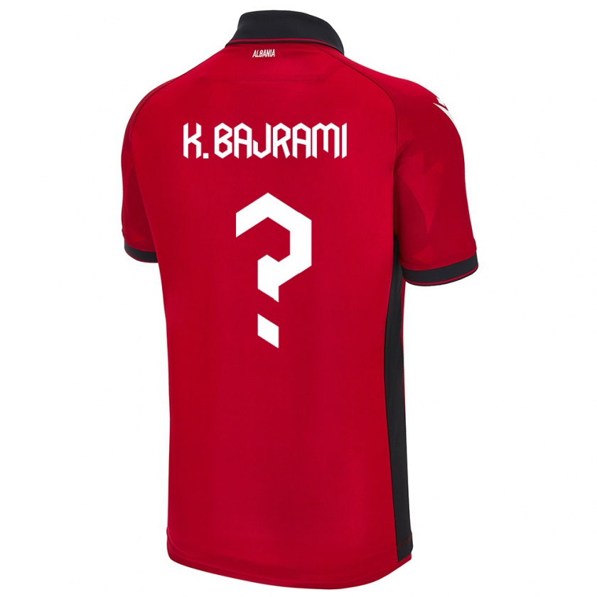 Kandiny Uomo Maglia Albania Klevi Bajrami #0 Rosso Kit Gara Home 24-26 Maglietta