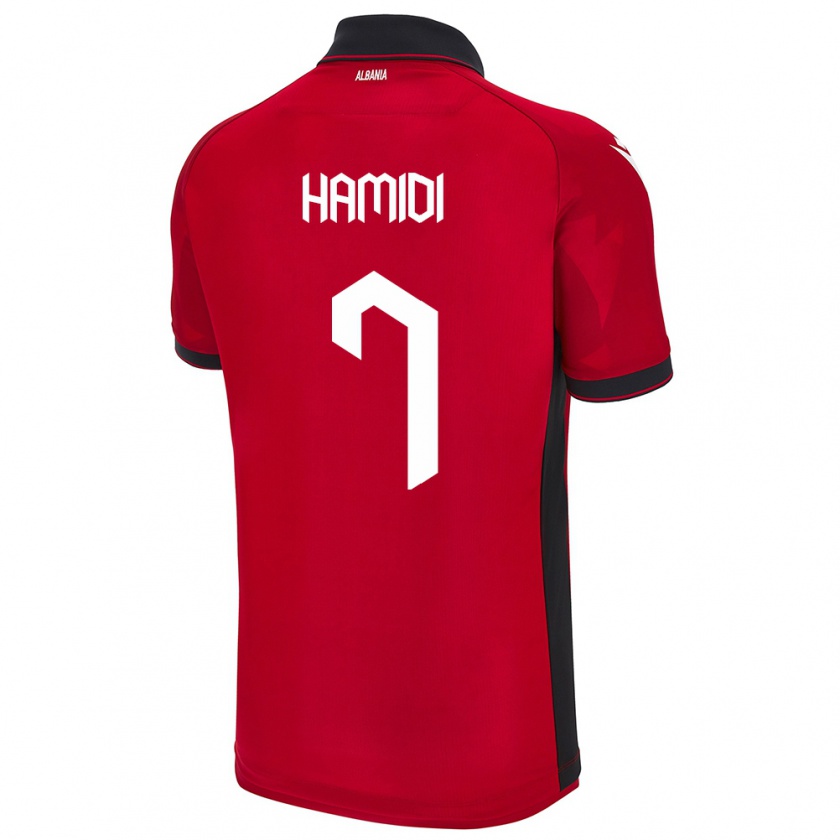 Kandiny Herren Albanien Mimoza Hamidi #7 Rot Heimtrikot Trikot 24-26 T-Shirt Österreich