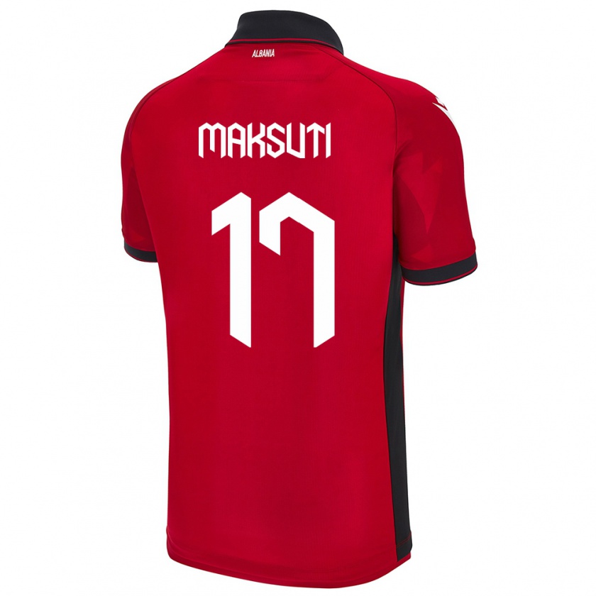 Kandiny Uomo Maglia Albania Kristina Maksuti #17 Rosso Kit Gara Home 24-26 Maglietta