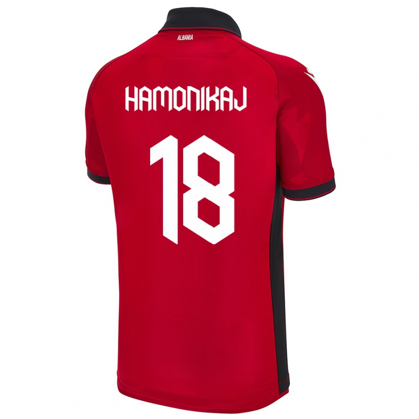 Kandiny Uomo Maglia Albania Klea Hamonikaj #18 Rosso Kit Gara Home 24-26 Maglietta