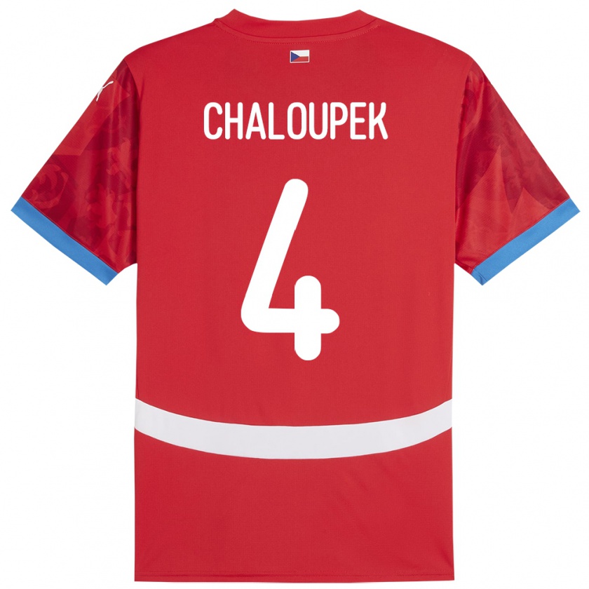 Kandiny Heren Tsjechië Stepan Chaloupek #4 Rood Thuisshirt Thuistenue 24-26 T-Shirt