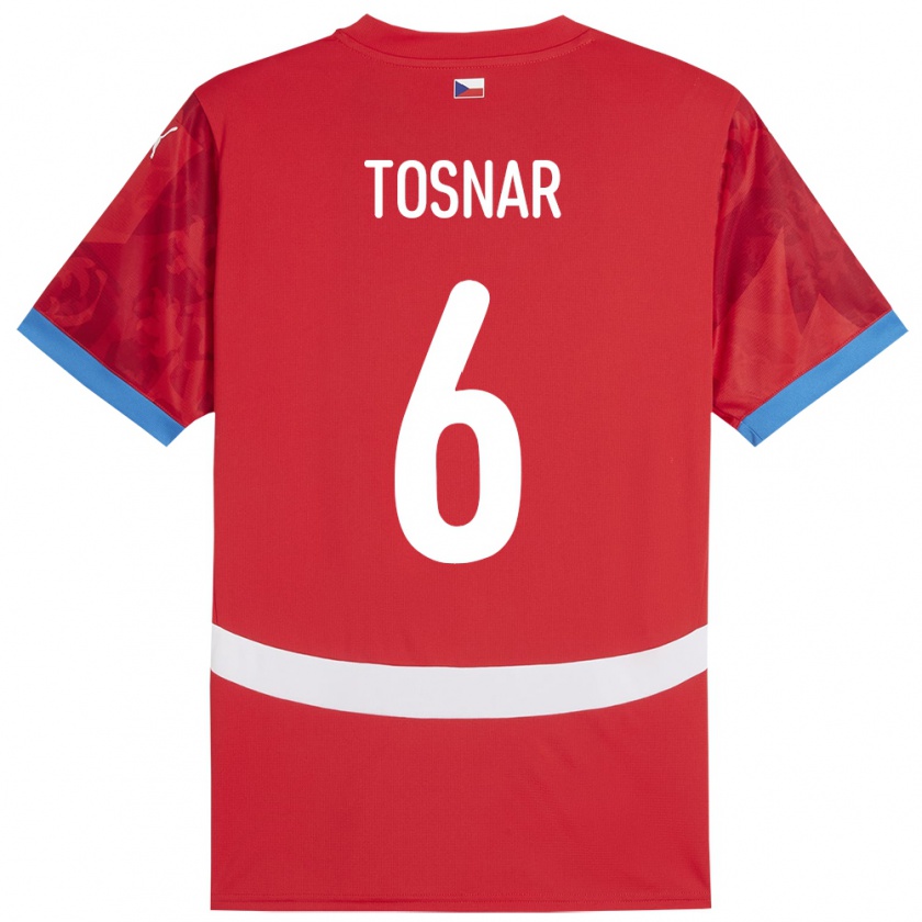 Kandiny Heren Tsjechië Jakub Tosnar #6 Rood Thuisshirt Thuistenue 24-26 T-Shirt België