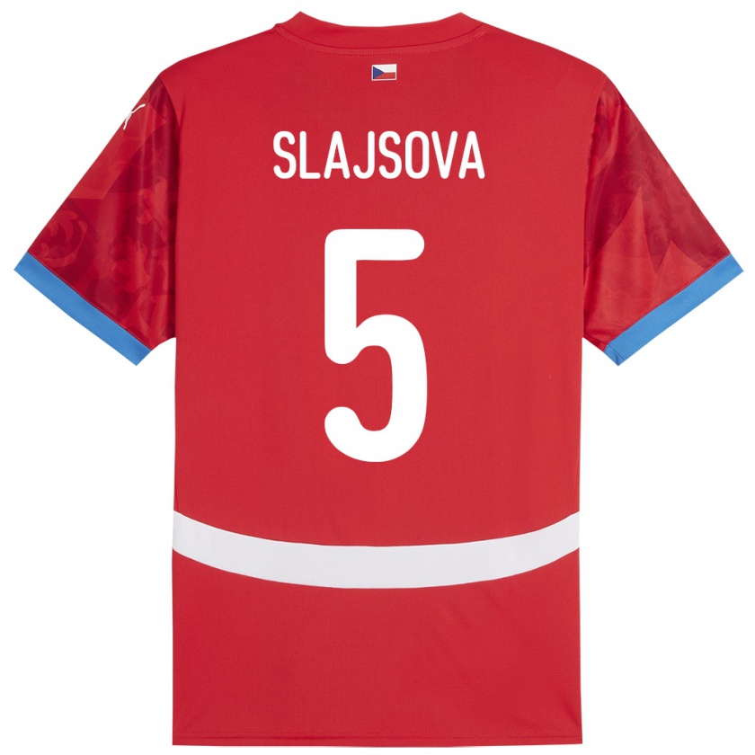 Kandiny Uomo Maglia Cechia Gabriela Šlajsová #5 Rosso Kit Gara Home 24-26 Maglietta