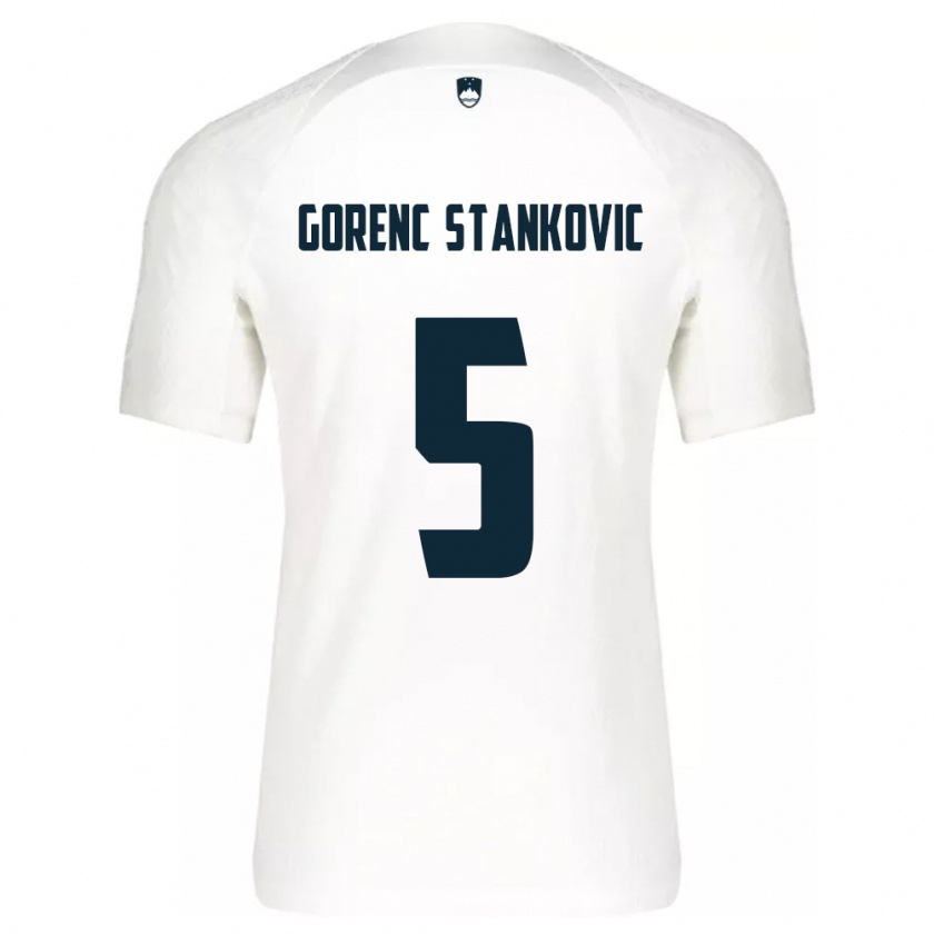 Kandiny Hombre Camiseta Eslovenia Jon Gorenc Stankovic #5 Blanco 1ª Equipación 24-26 La Camisa México