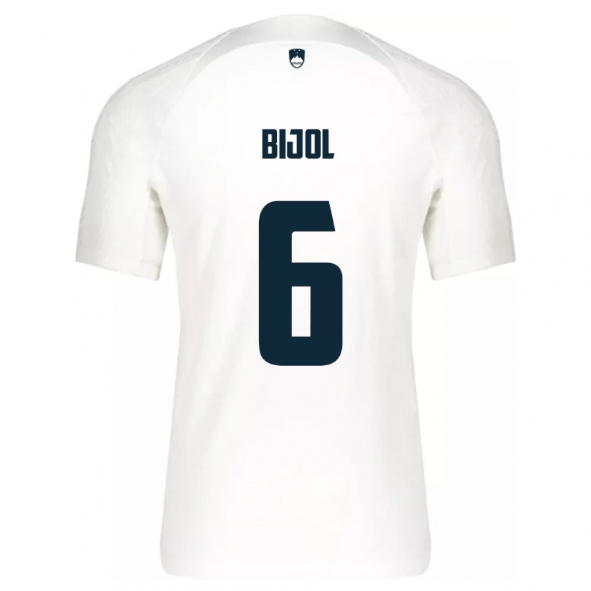 Kandiny Hombre Camiseta Eslovenia Jaka Bijol #6 Blanco 1ª Equipación 24-26 La Camisa México