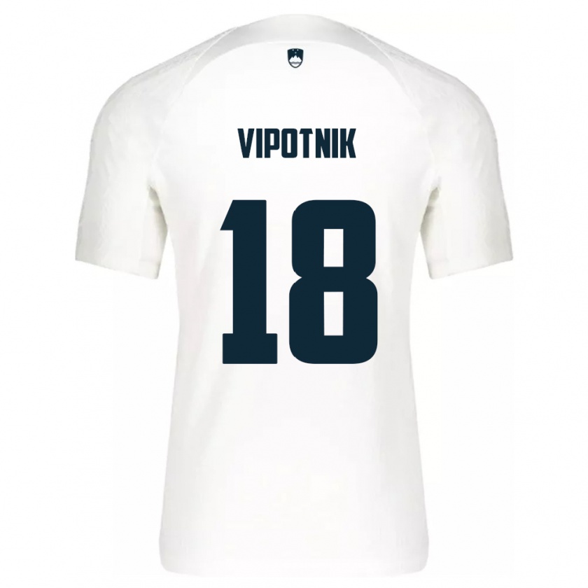 Kandiny Hombre Camiseta Eslovenia Zan Vipotnik #18 Blanco 1ª Equipación 24-26 La Camisa México