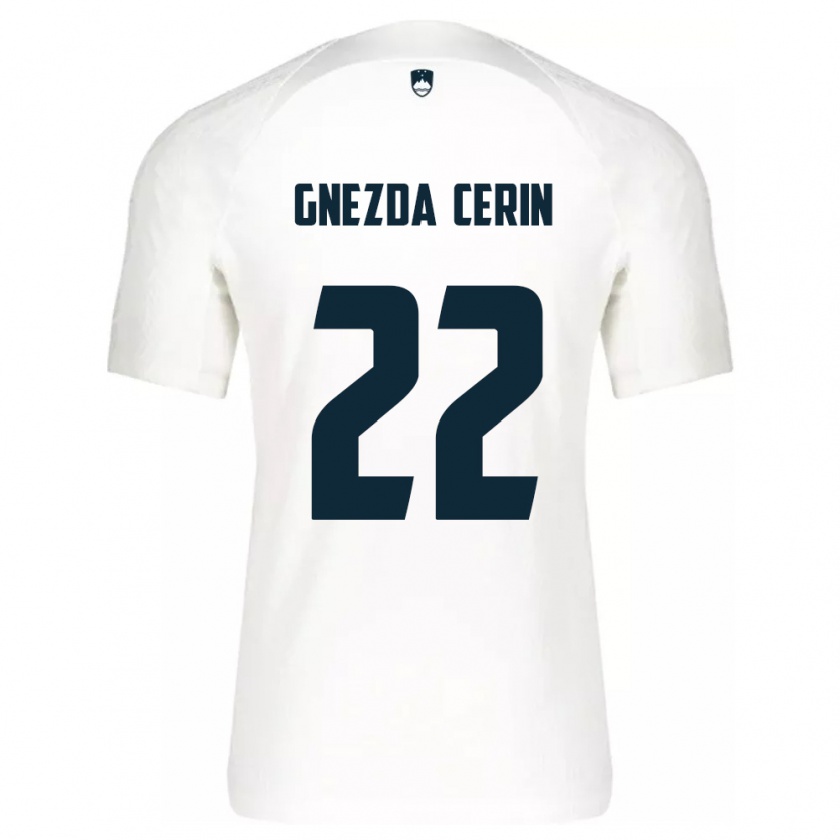 Kandiny Hombre Camiseta Eslovenia Adam Gnezda Cerin #22 Blanco 1ª Equipación 24-26 La Camisa México