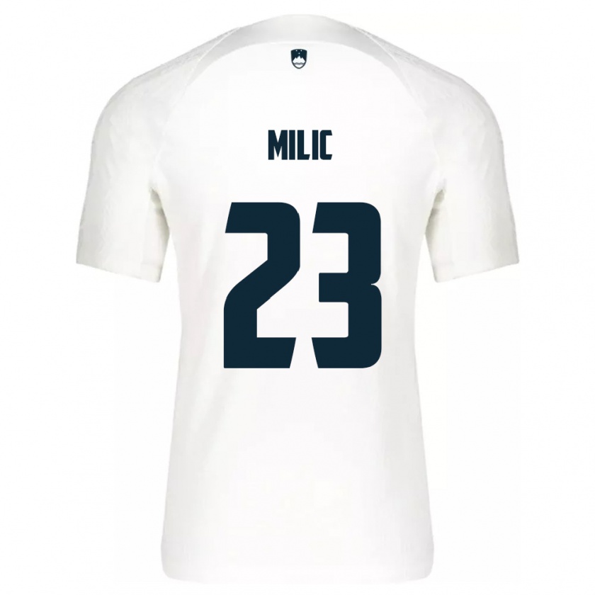 Kandiny Hombre Camiseta Eslovenia Nino Milic #23 Blanco 1ª Equipación 24-26 La Camisa México