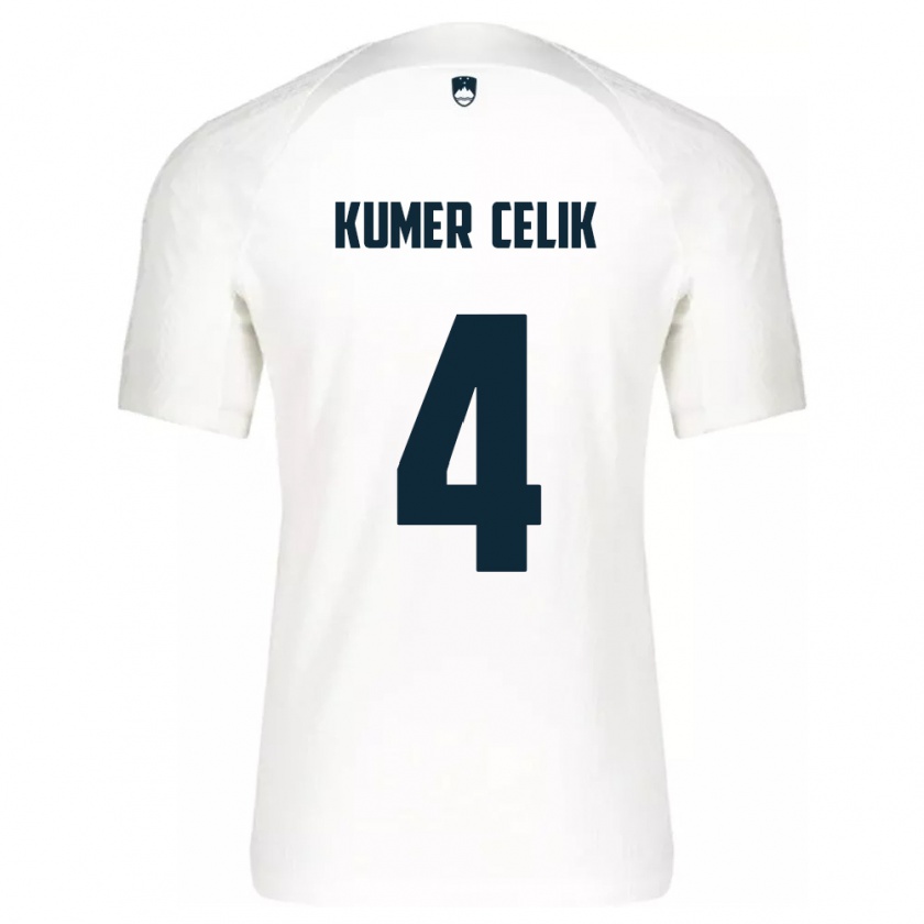 Kandiny Heren Slovenië An Kumer Celik #4 Wit Thuisshirt Thuistenue 24-26 T-Shirt