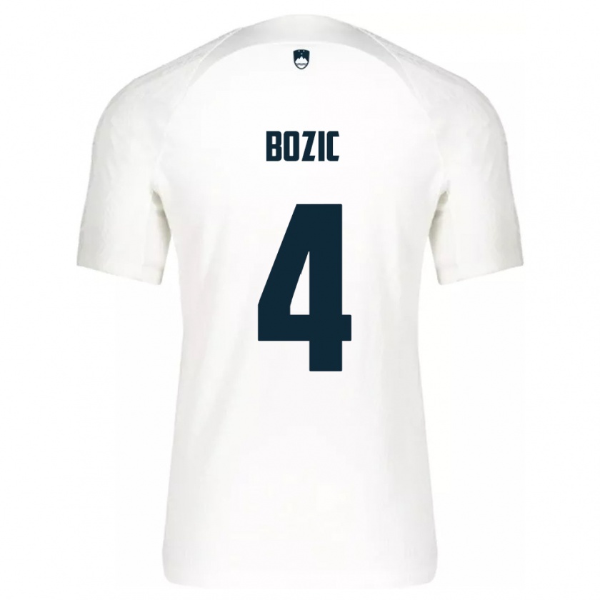 Kandiny Heren Slovenië Viktor Bozic #4 Wit Thuisshirt Thuistenue 24-26 T-Shirt