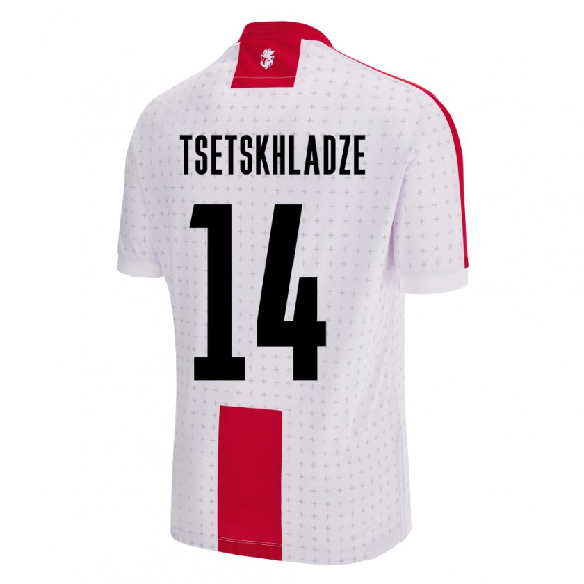 Kandiny Herren Georgien Nikoloz Tsetskhladze #14 Weiß Heimtrikot Trikot 24-26 T-Shirt Österreich