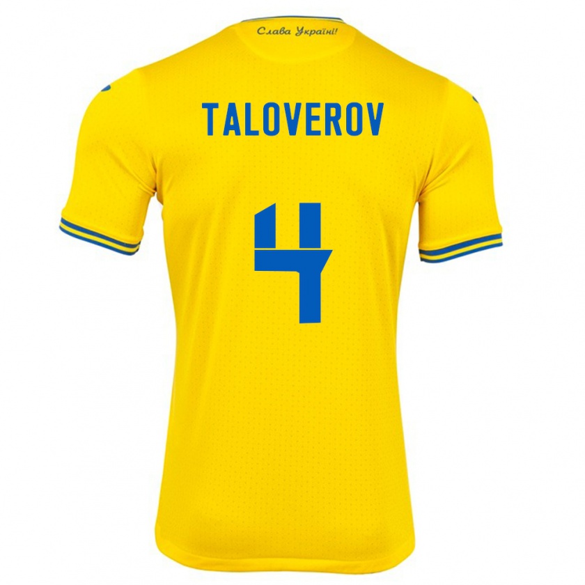 Kandiny Uomo Maglia Ucraina Maksym Taloverov #4 Giallo Kit Gara Home 24-26 Maglietta