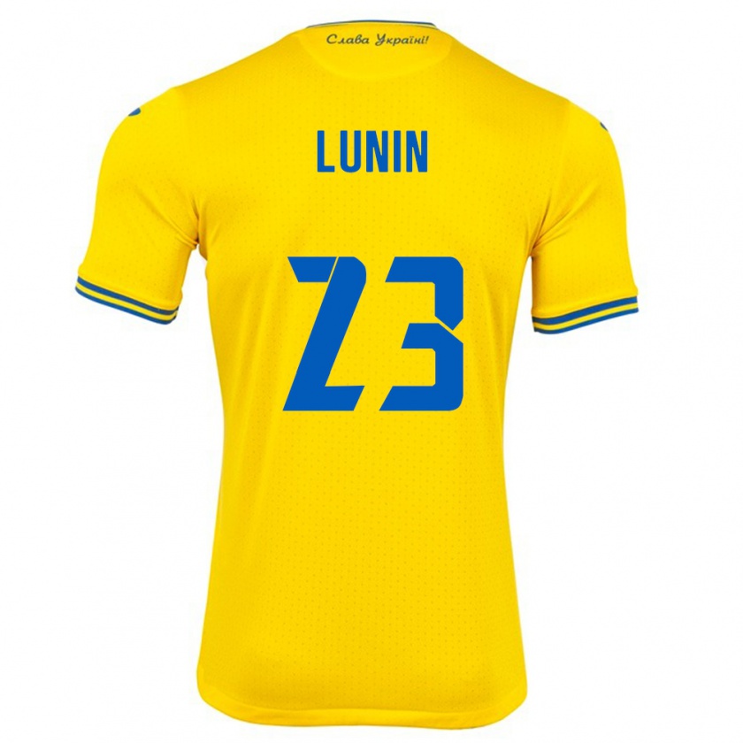 Kandiny Heren Oekraïne Andriy Lunin #23 Geel Thuisshirt Thuistenue 24-26 T-Shirt België