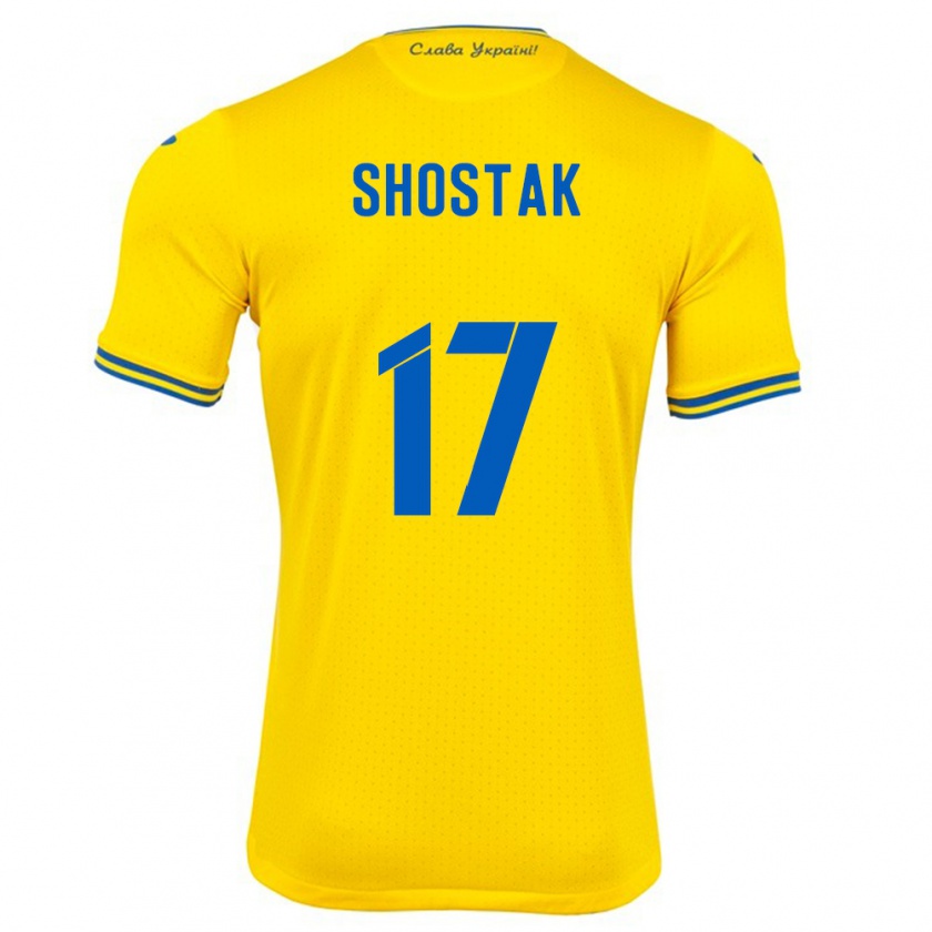 Kandiny Heren Oekraïne Denys Shostak #17 Geel Thuisshirt Thuistenue 24-26 T-Shirt België