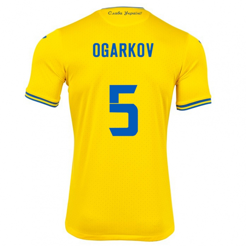 Kandiny Uomo Maglia Ucraina Mykola Ogarkov #5 Giallo Kit Gara Home 24-26 Maglietta