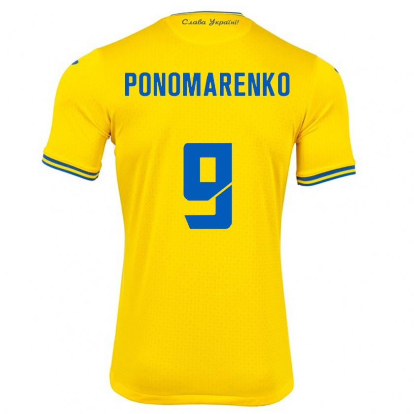 Kandiny Herren Ukraine Matviy Ponomarenko #9 Gelb Heimtrikot Trikot 24-26 T-Shirt Österreich