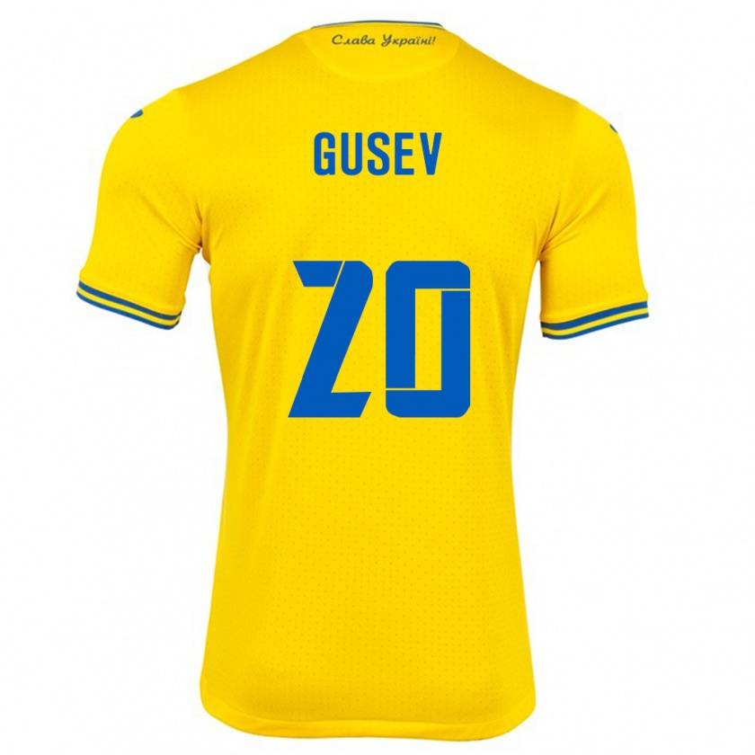 KandinyメンズウクライナOleksiy Gusev#20黄ホームシャツ24-26ジャージーユニフォーム