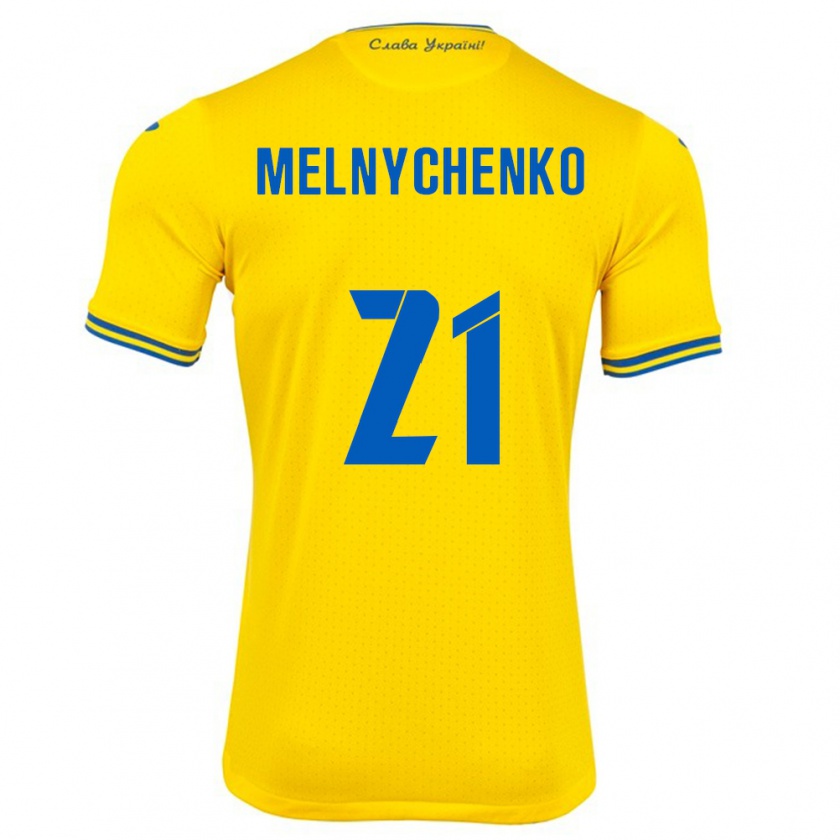 Kandiny Heren Oekraïne Maksym Melnychenko #21 Geel Thuisshirt Thuistenue 24-26 T-Shirt België