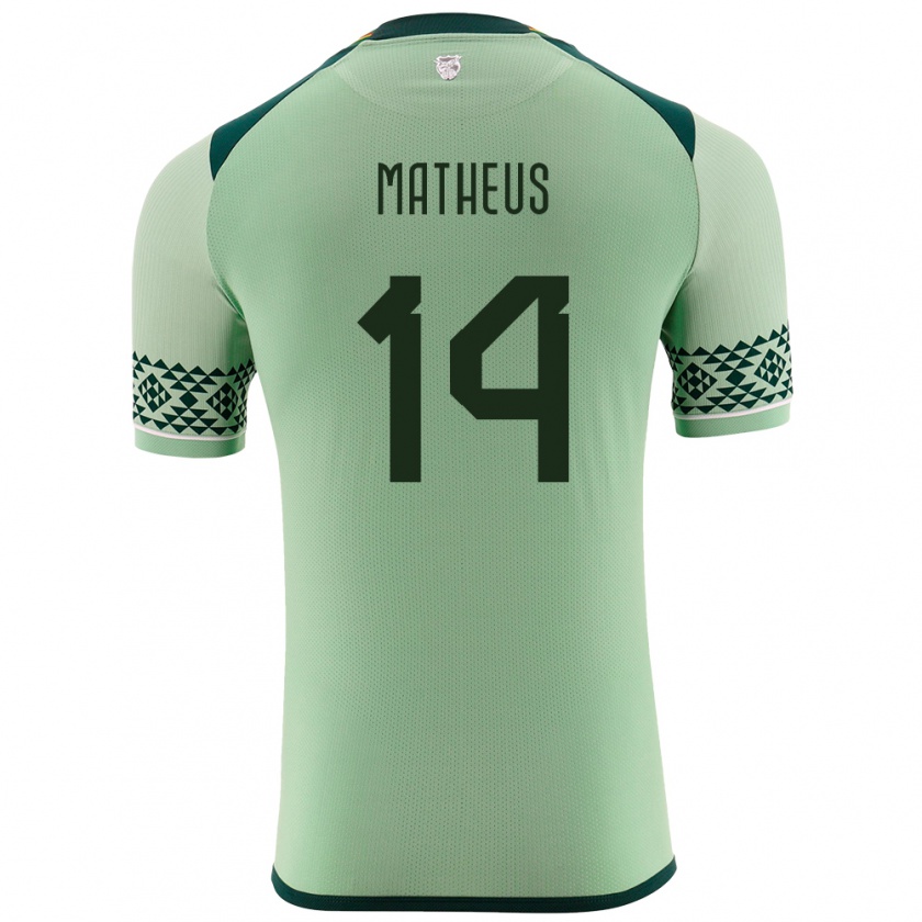 Kandiny Uomo Maglia Bolivia Robson Matheus #14 Verde Chiaro Kit Gara Home 24-26 Maglietta