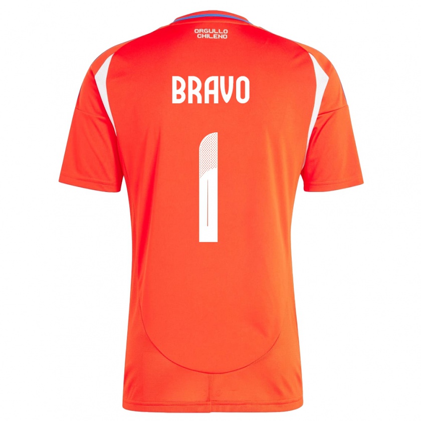 Kandiny Hombre Camiseta Chile Claudio Bravo #1 Rojo 1ª Equipación 24-26 La Camisa