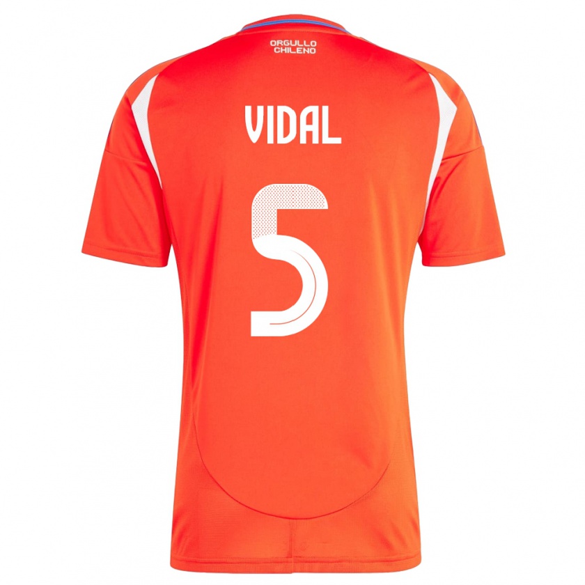 Kandiny Hombre Camiseta Chile Valentín Vidal #5 Rojo 1ª Equipación 24-26 La Camisa