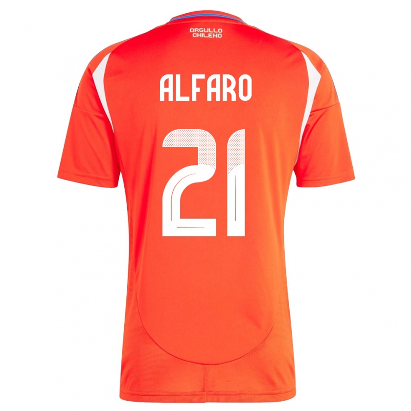 Kandiny Uomo Maglia Cile Julián Alfaro #21 Rosso Kit Gara Home 24-26 Maglietta