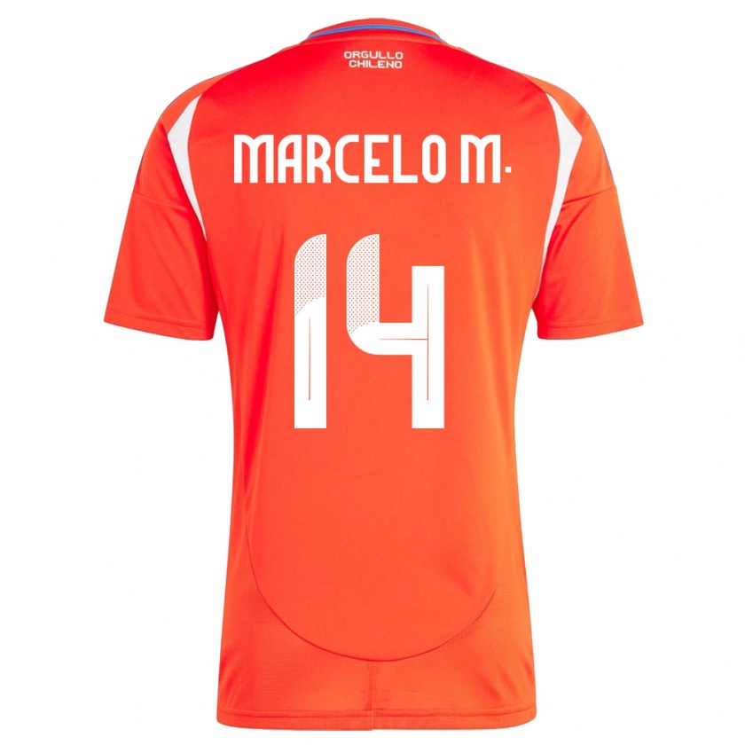 Kandiny Heren Chili Marcelo Morales #14 Rood Thuisshirt Thuistenue 24-26 T-Shirt België