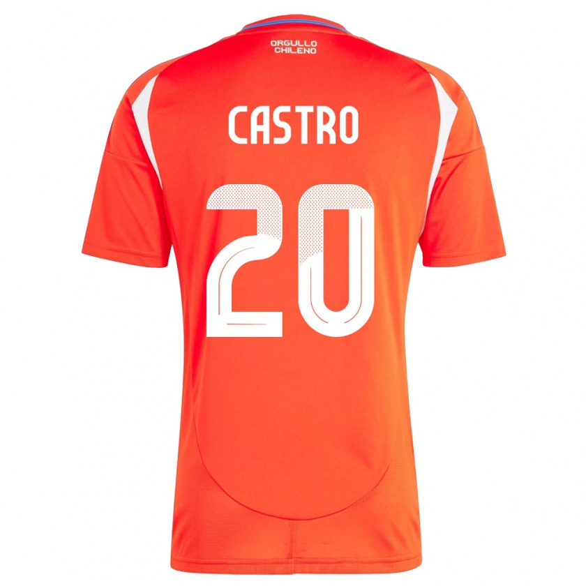 Kandiny Uomo Maglia Cile Benjamín Castro #20 Rosso Kit Gara Home 24-26 Maglietta