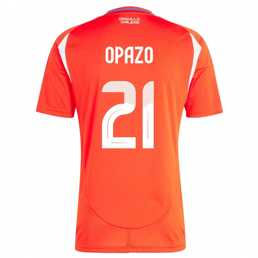 Kandiny Heren Chili Diego Opazo #21 Rood Thuisshirt Thuistenue 24-26 T-Shirt België