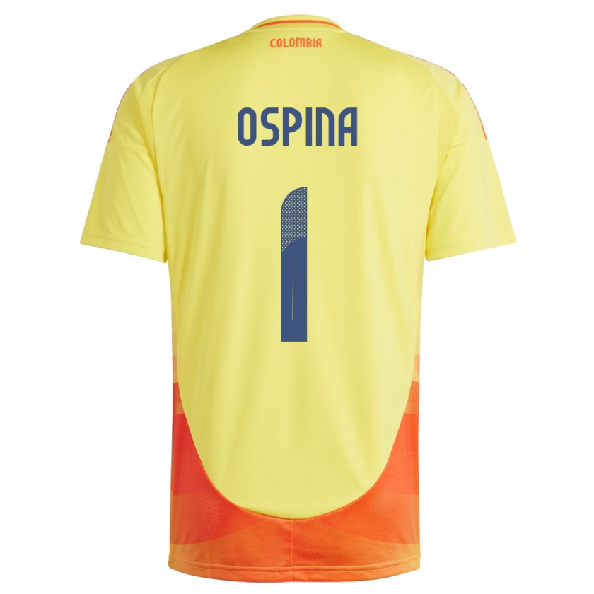 Kandiny Hombre Camiseta Colombia David Ospina #1 Amarillo 1ª Equipación 24-26 La Camisa México