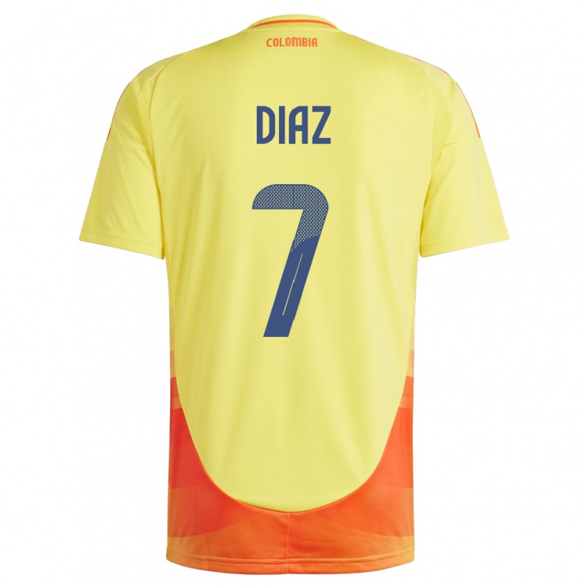 Kandiny Hombre Camiseta Colombia Luis Díaz #7 Amarillo 1ª Equipación 24-26 La Camisa México