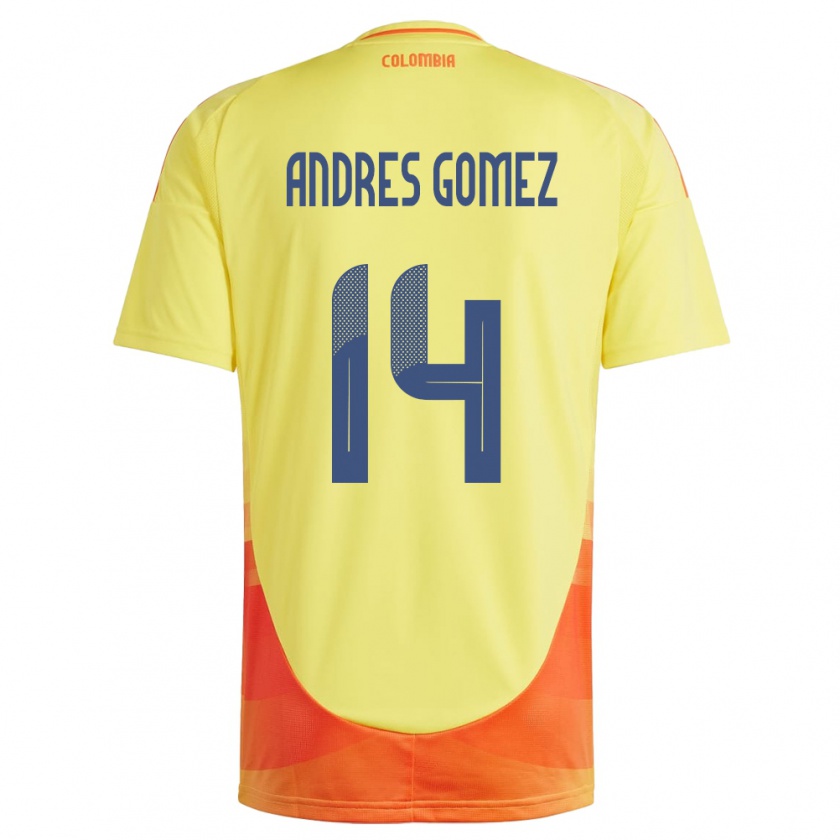 Kandiny Hombre Camiseta Colombia Carlos Andrés Gómez #14 Amarillo 1ª Equipación 24-26 La Camisa México