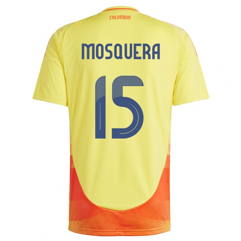 Kandiny Uomo Maglia Colombia Yerson Mosquera #15 Giallo Kit Gara Home 24-26 Maglietta