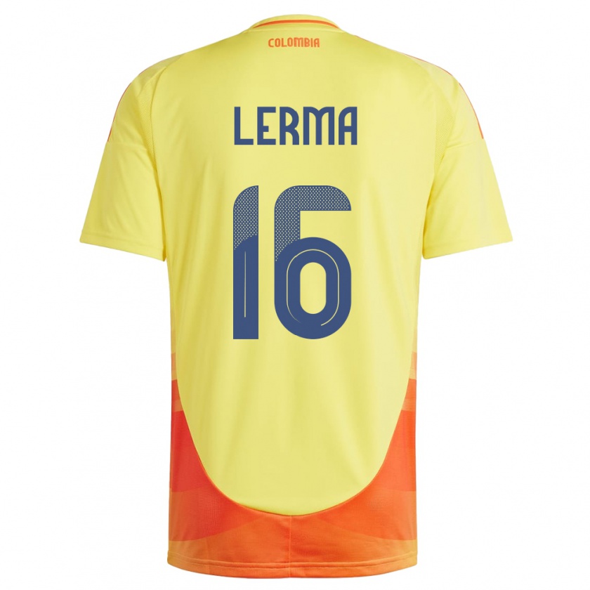 Kandiny Hombre Camiseta Colombia Jefferson Lerma #16 Amarillo 1ª Equipación 24-26 La Camisa México