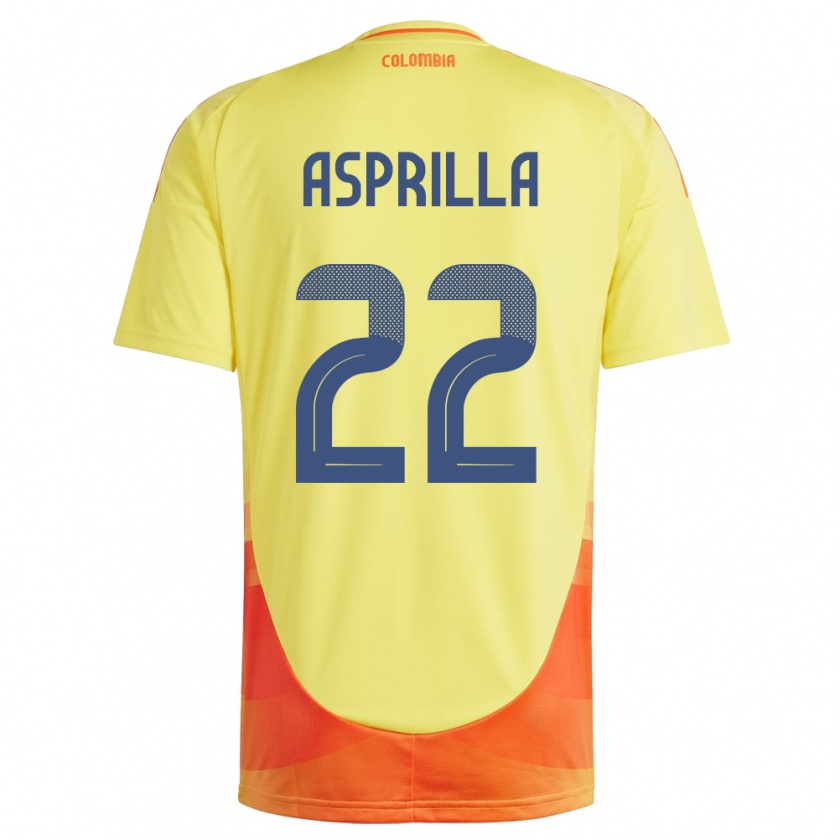 Kandiny Hombre Camiseta Colombia Yáser Asprilla #22 Amarillo 1ª Equipación 24-26 La Camisa México