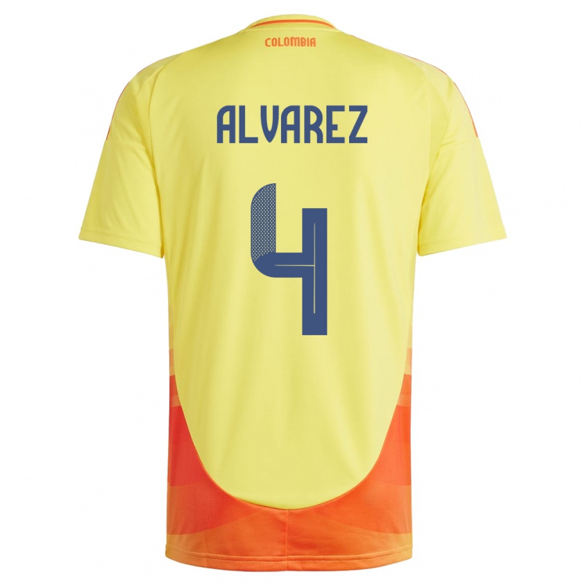 Kandiny Hombre Camiseta Colombia Fernando Álvarez #4 Amarillo 1ª Equipación 24-26 La Camisa México