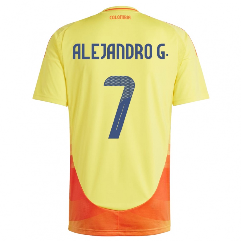 Kandiny Heren Colombia Alejandro García #7 Geel Thuisshirt Thuistenue 24-26 T-Shirt België