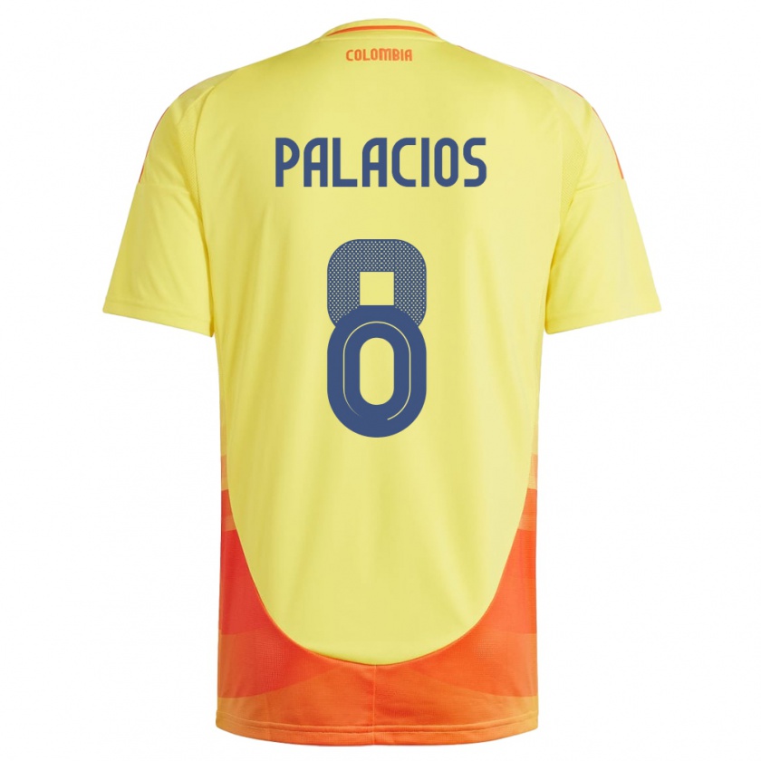 Kandiny Hombre Camiseta Colombia Brahian Palacios #8 Amarillo 1ª Equipación 24-26 La Camisa México