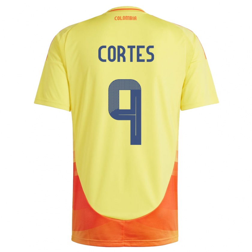 Kandiny Heren Colombia Carlos Cortés #9 Geel Thuisshirt Thuistenue 24-26 T-Shirt