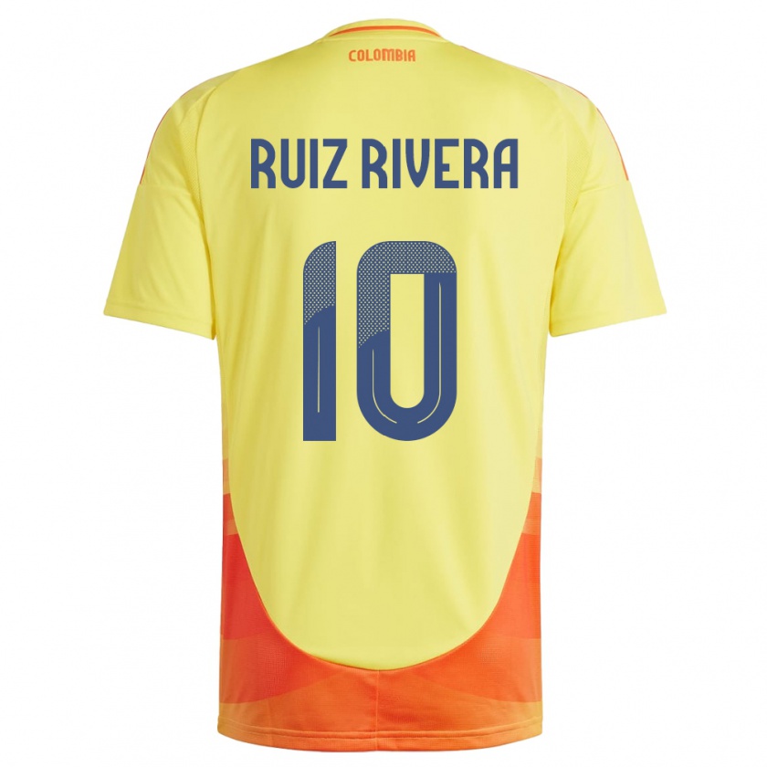 Kandiny Hombre Camiseta Colombia Daniel Ruiz Rivera #10 Amarillo 1ª Equipación 24-26 La Camisa México