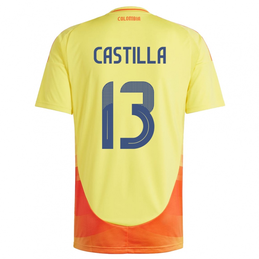 Kandiny Hombre Camiseta Colombia Juan Castilla #13 Amarillo 1ª Equipación 24-26 La Camisa México