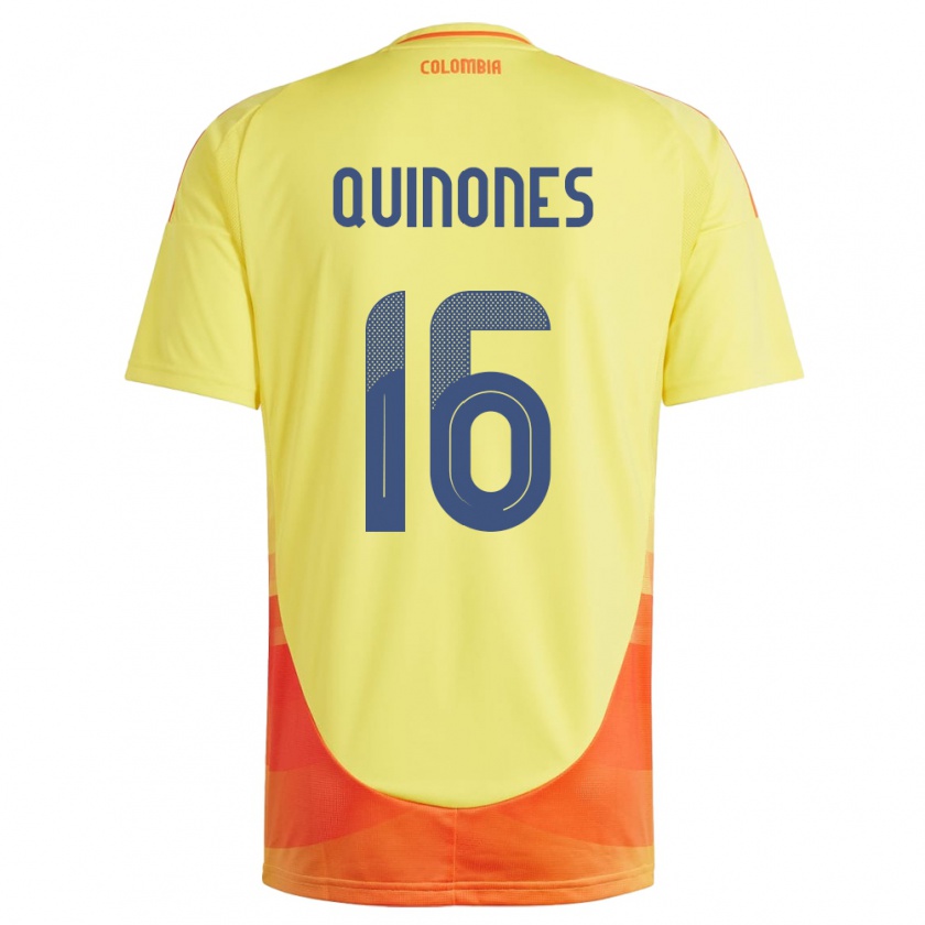 Kandiny Uomo Maglia Colombia Nelson Quiñónes #16 Giallo Kit Gara Home 24-26 Maglietta