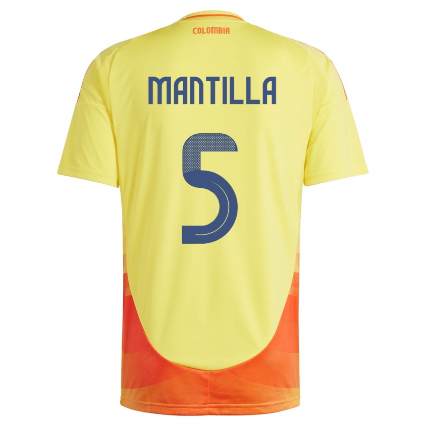 Kandiny Heren Colombia Kevin Mantilla #5 Geel Thuisshirt Thuistenue 24-26 T-Shirt België