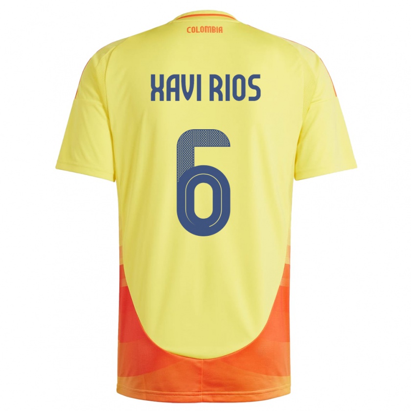 Kandiny Hombre Camiseta Colombia Xavi Ríos #6 Amarillo 1ª Equipación 24-26 La Camisa México