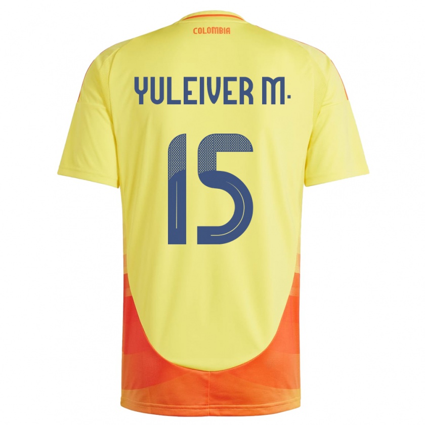 Kandiny Heren Colombia Yuleiver Mosquera #15 Geel Thuisshirt Thuistenue 24-26 T-Shirt België